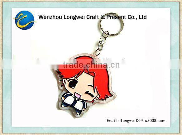 cute rabbit couple acrylic keychain laser cut/acrylic key chain/plastic spring key chain
