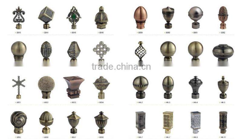 Trade assurance metal curtain rod pole colored glass finials