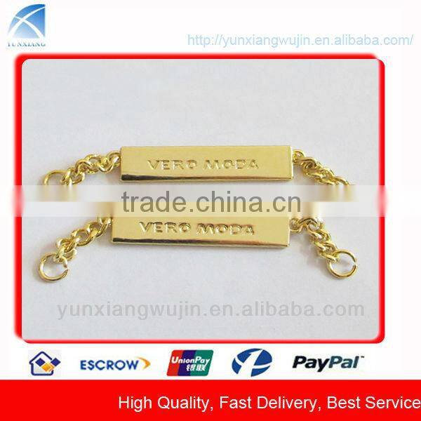 CD8421 Fashion Custom Gold Metal Label with Rhinestone