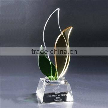 wholesale clear blank water drop shape crystal awards with crystal plate