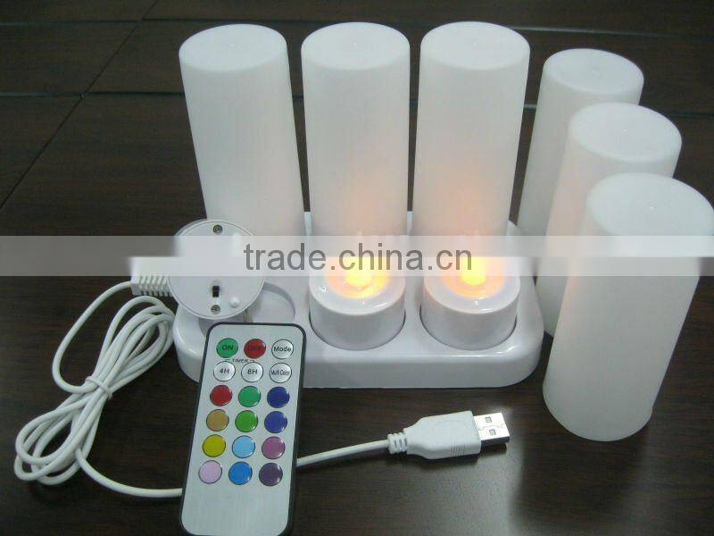 white set of remote control rechargeable tea lights candles
