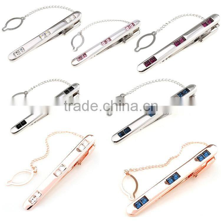 simple rhinestone metal mens tie set aceessories