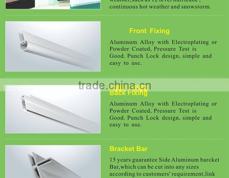 2016 new Euro design outdoor polycarbonate plat iron canopy
