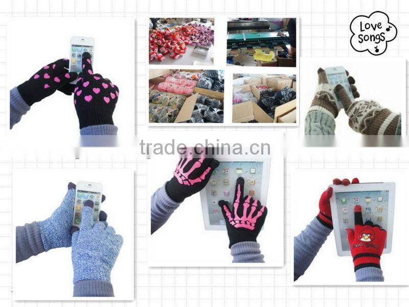 acrylic fibers iphone/ipad embroidery touchscreen gloves