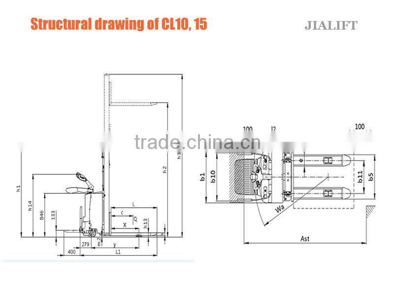 Two door frame full electric hydraulic stacker 2TON