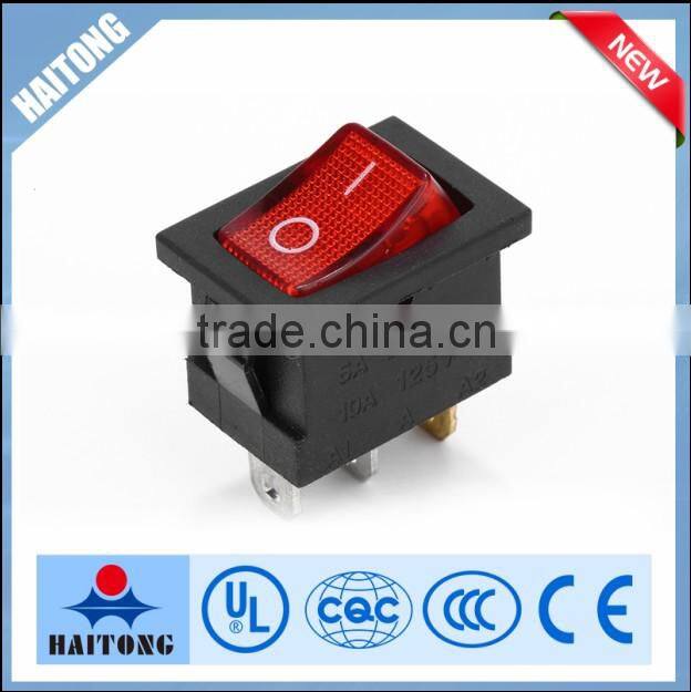 2016 high quality hot selling 250v 3pin rocker switch with lamp KCD1
