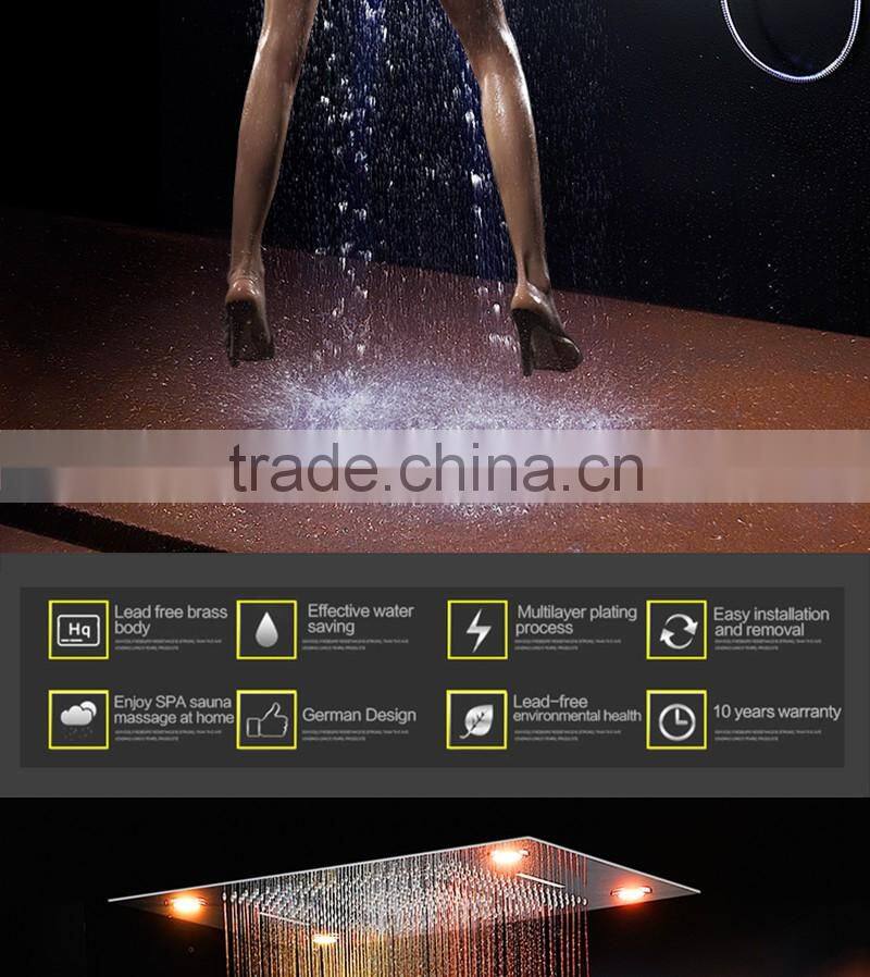 luxury shower system embeded ceiling multifunctional shower mixer bath set with rainfall,waterfall,mist spray,curtain