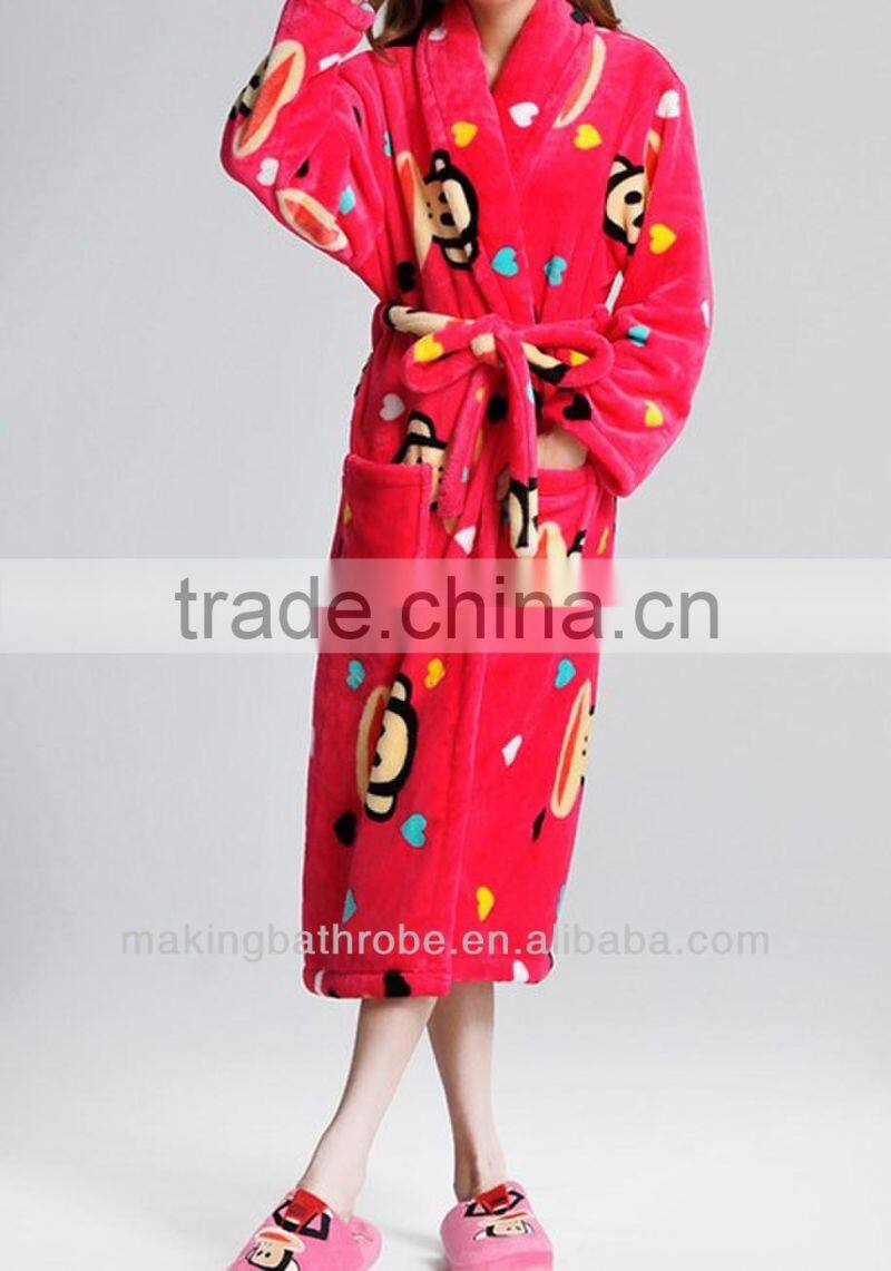Cheap wholesale 100%polyester Printed bathrobes for women