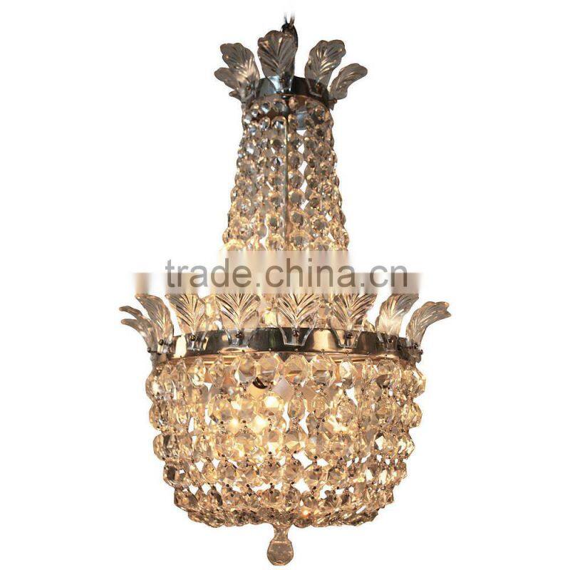 530-5 Mid-Century Crystal Chandelier