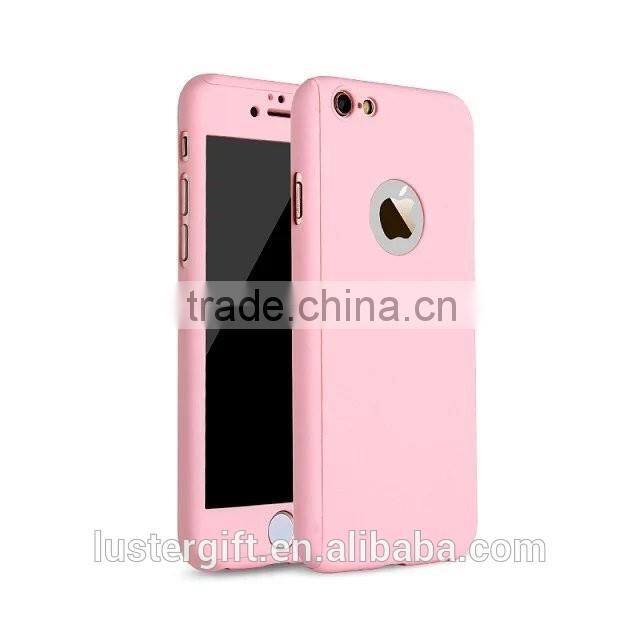 360 degree whole protective phone case with tempered glass screen protector for iPhone