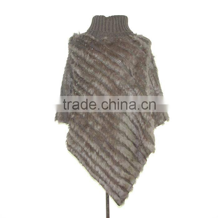 Rabbit fur cape knitted triangle fur cape,KZ14087