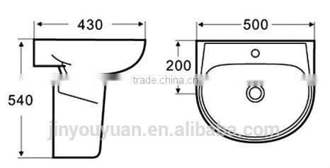 Y027 Oval Shape White Color Vitreous China Bath Wash Basins