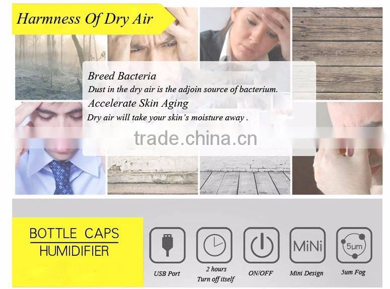 factory direct 5V USB Ultrasonic bottle caps air purifier / air cleaner /air freshener /for best promotion gift