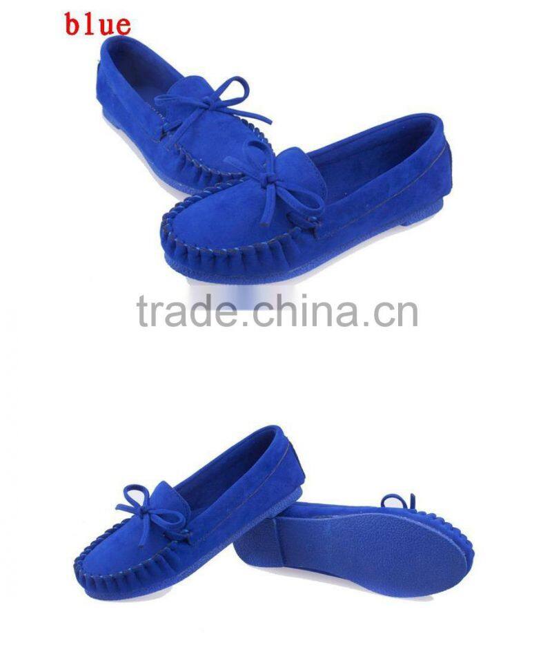 2015 New Trendy Casual Flat Heel Shoes Bow Knot Round Toe Slip Candy Color Loafer Shoes Autumn Comfortable Women Shoes