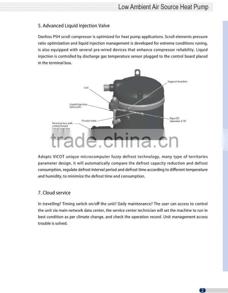 LIV type Low ambient air source heat pump for heating