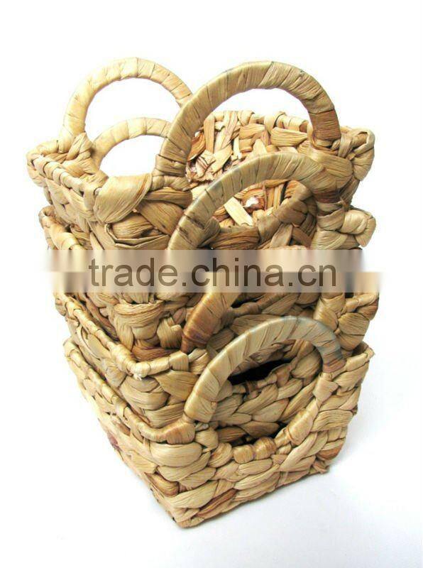 Rectangle Water Hyacinth Bathroom Basket