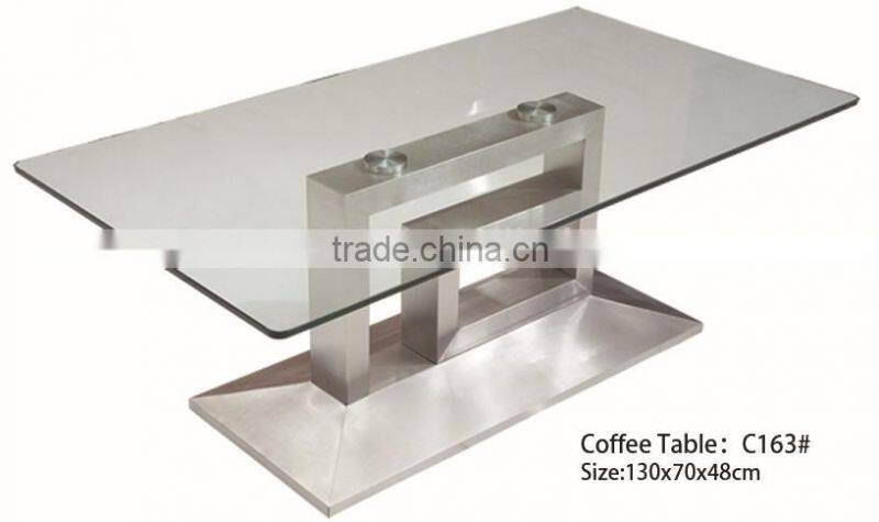 TB stainless steel table with glass top design glass sofa table