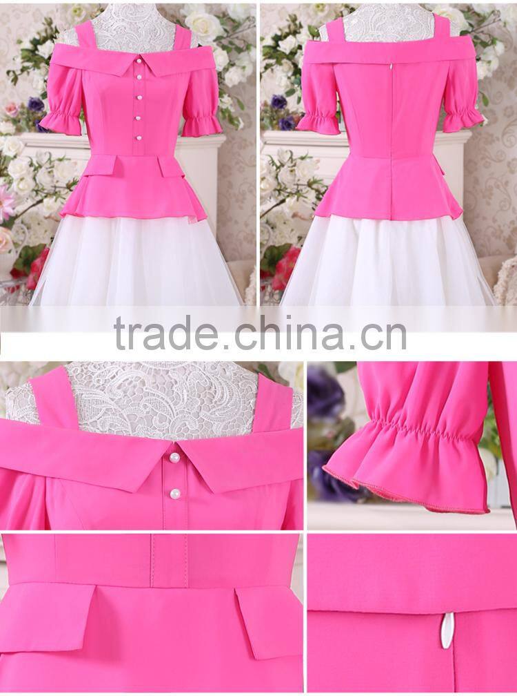 Mei red strapless organza chiffon dress