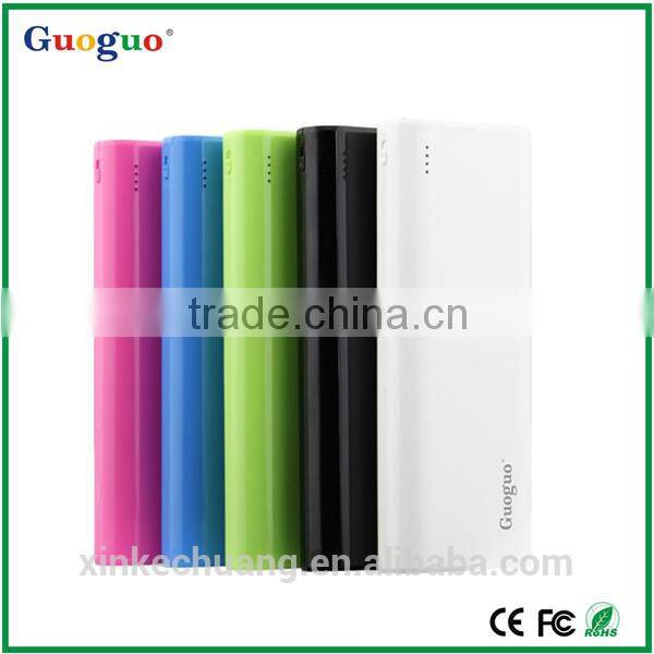 Guoguo LED light 2A output colorful Dual usb portable power bank 14000mah for lenovo p780