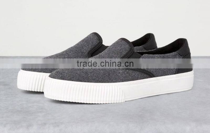 grey felt slip on platform shoes women sneakers cheap casual canvas shoe woman 2016