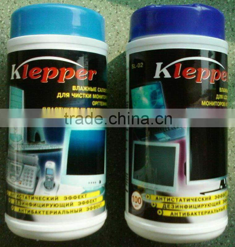 computer screen lens cleaner wet wipes, OEM offered, CE certification, China factory