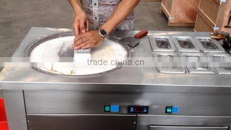 2015 type factory supply rolled ice cream making machine one pan with six pans
