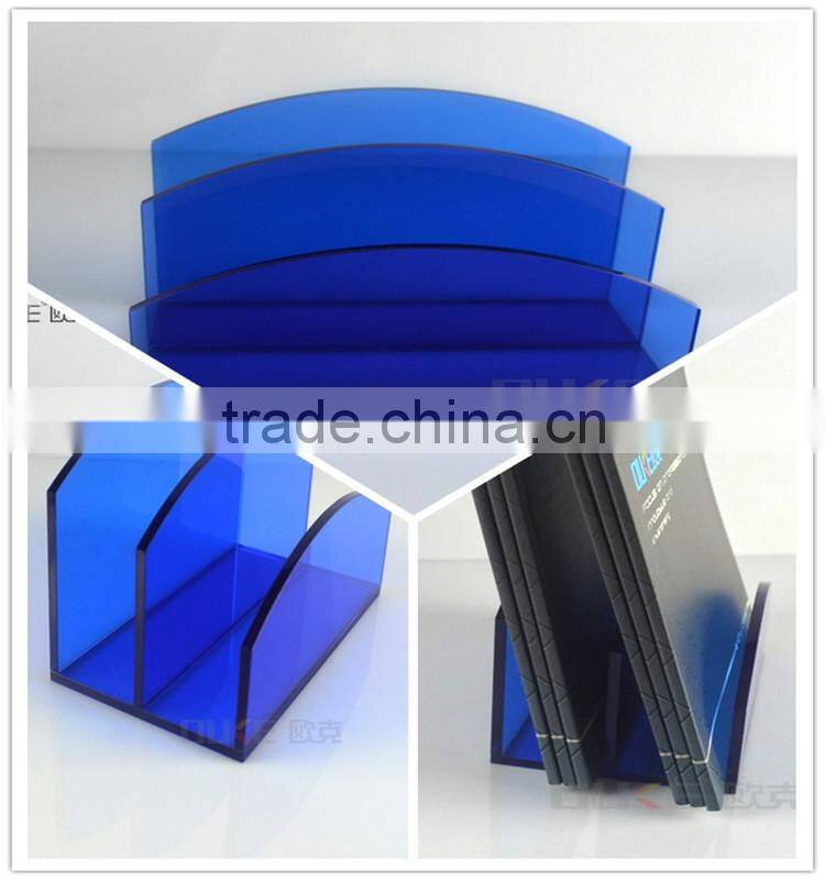 Unique deisgn cardboard blue acrylic brochure holder