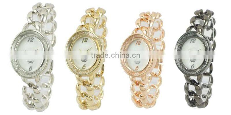 Analogous Metal good plating fit wrists specialize design crystal on the face Bracelet Watch For Women