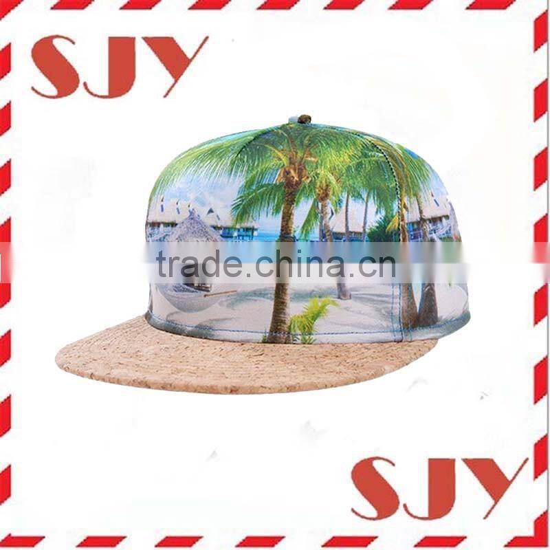 Hawaii floral print flat bill hip-hop baseball cap
