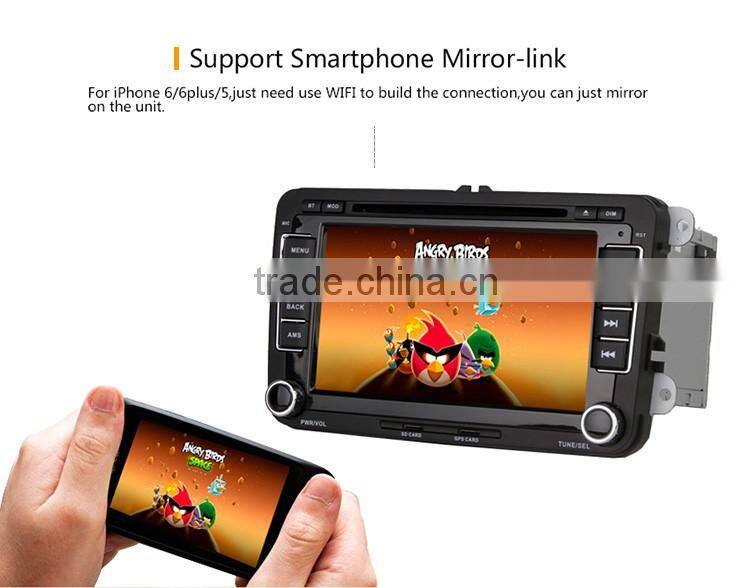 7 Inch 2 din Bluetooth version 2.0 car dvd player with GPS for VW skoda