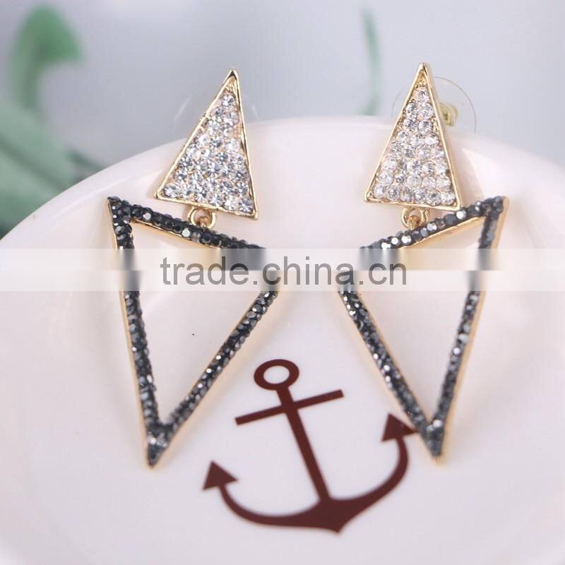 Fashion Triangle Shape Stud Earrings, ladies gold earrings