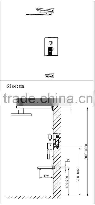 yellow bronze in wall shower 02/L2005-022