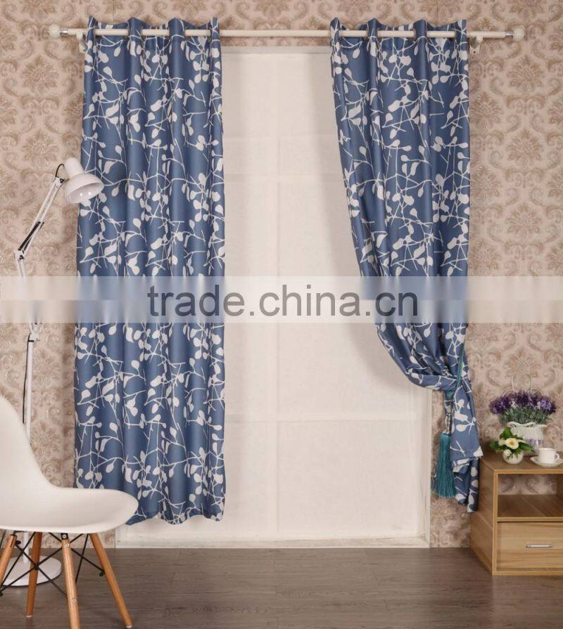 T/C Polyester and Cotton Freehand Drawing Flower Printed Curtain Panel Drapes Drapery