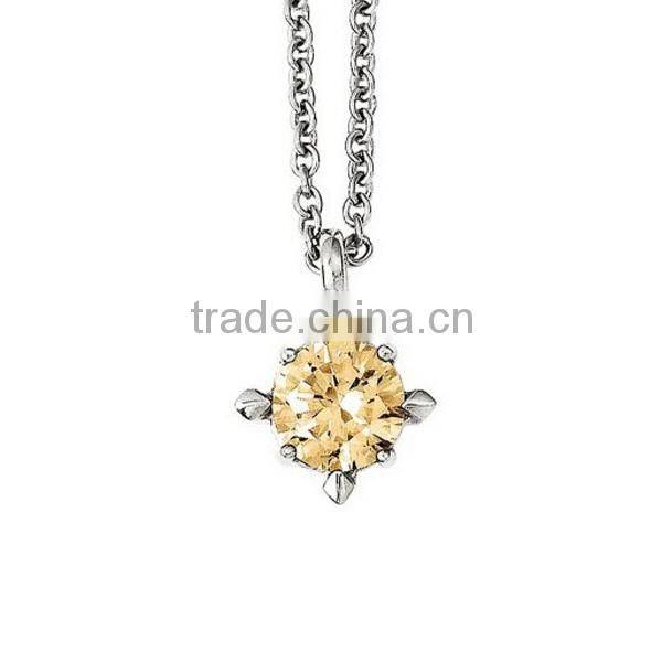 Stainless steel CZ stone flake pendant