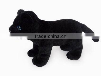 factory wholesale realistic plush grovel black panther stuffed plush jungle animal plush black panther soft toy