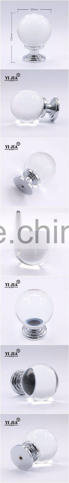oversize globe shiny clear brass metal crystal glass knobs