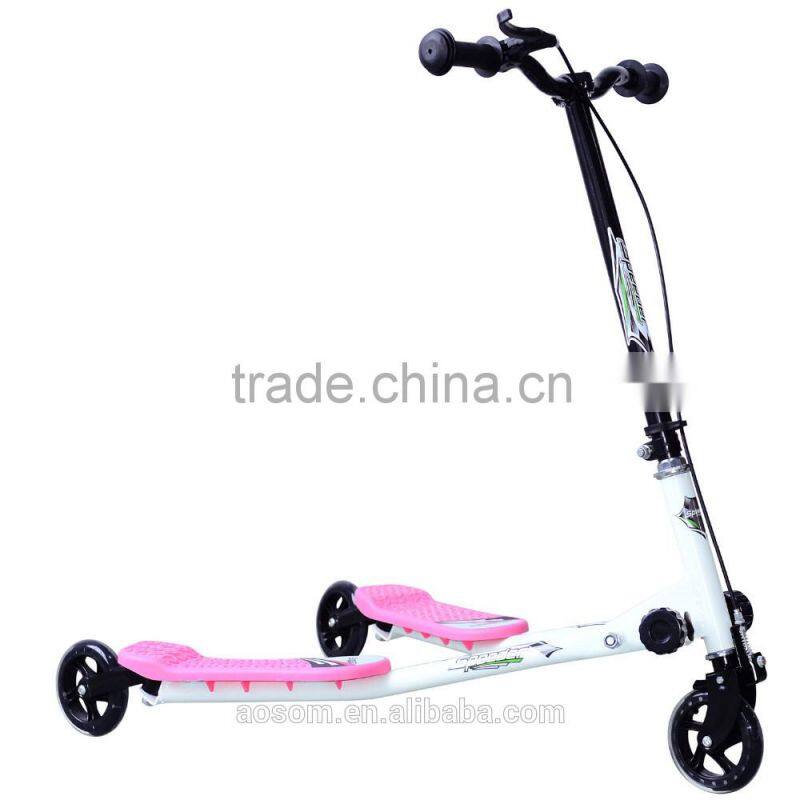 Homcom Pink/White Kids 3 Wheels Foldable Push Speeder Scooter