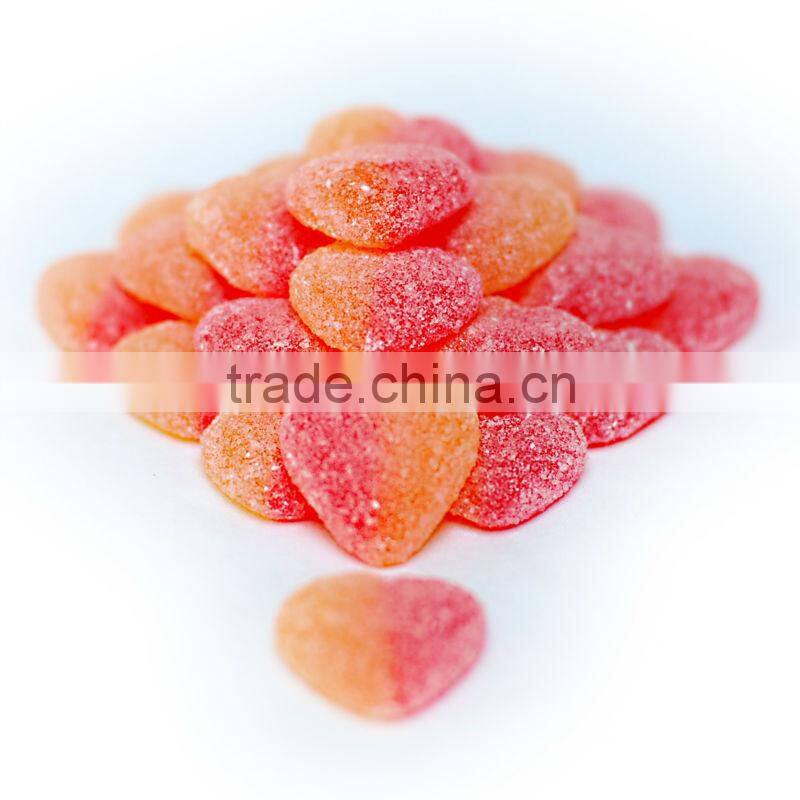 Halal health food sugar coated Heart shape soft Jelly candy