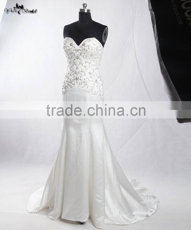 RSW907 Detachable Illustion Neckline Sexy Strapless See-Through Embroidery Designs For Mermaid Wedding Dress