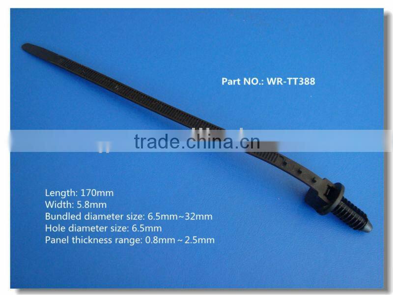 Pine tree rivet cable tie for automobile