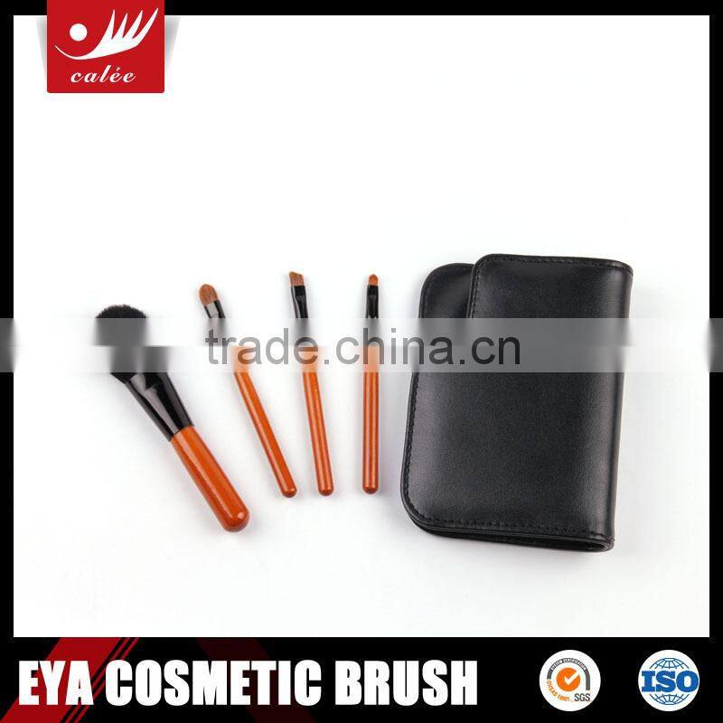 Eya 4-piece small cosmetic brush set with cool black case