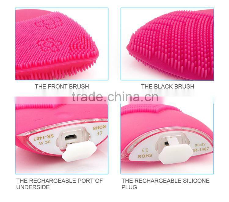Silicone facial cleanser brush, Face cleaning brush, Ultrasonic silicone facial massager