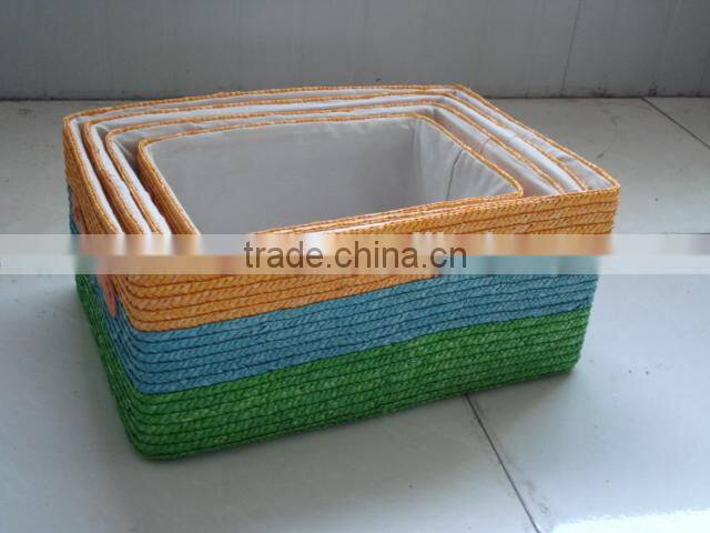 Lovely house ware storage box crochet blue box with lid by hands