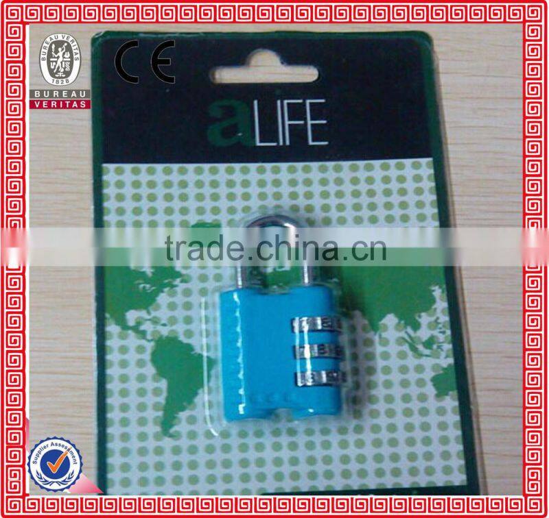 customize design 2015 Top Security 3 digits combination padlock/resettable number lock