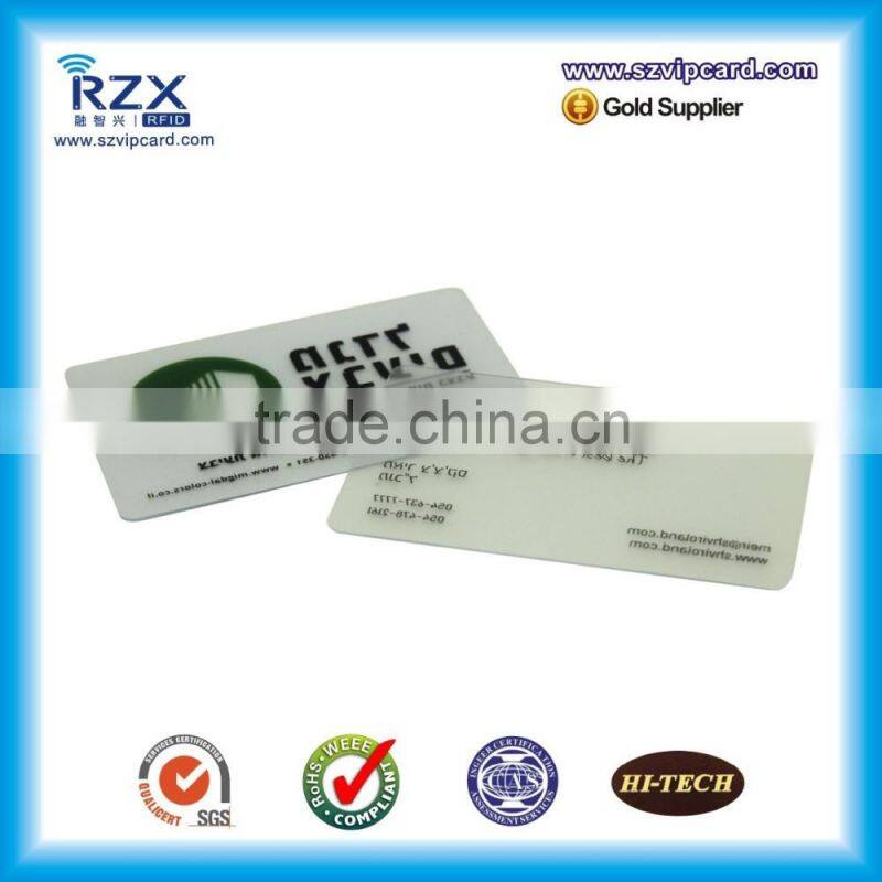 cr80 clear PVC transparent card