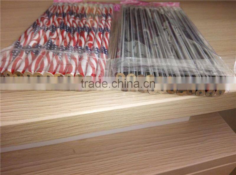 Made in china 7 inches wholesale black lead wooden pencils with erasers