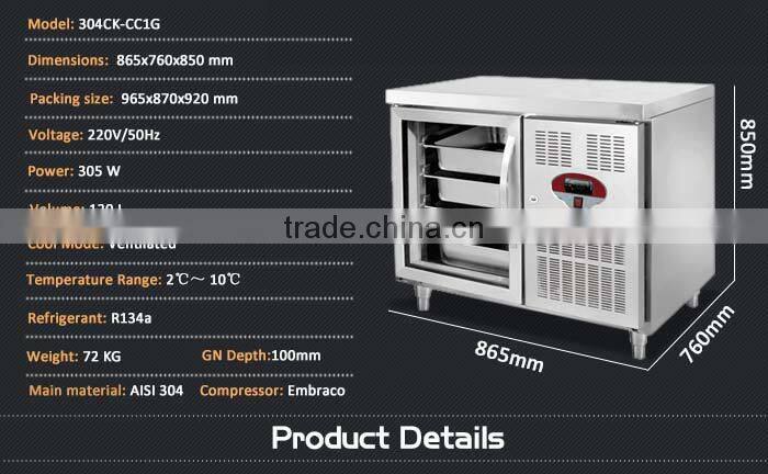 Commercial Single Door Refrigerator/Under Counter Refrigerator Glass Door/Frosted Glass Door Refrigerators