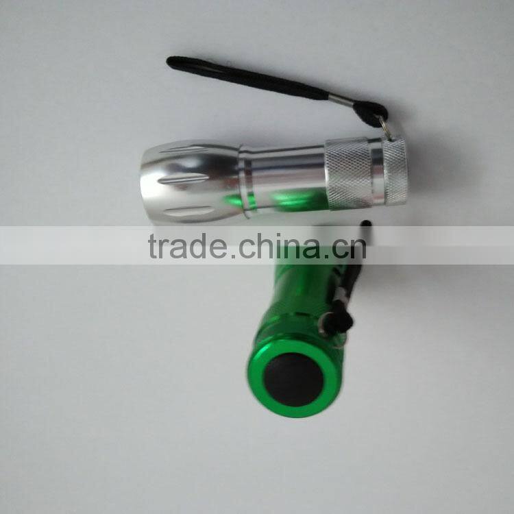 Aluminium alloy 3AAA Battery mini 9 LED torch flashlight