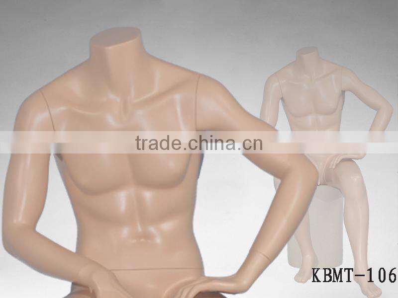 Skin Color Sitting Male Headless Mannequin Suitable For Retail Window Display