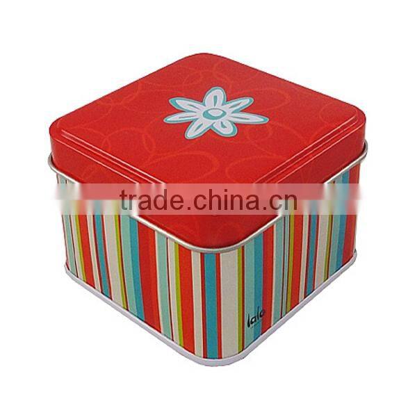 bule square metal tin box